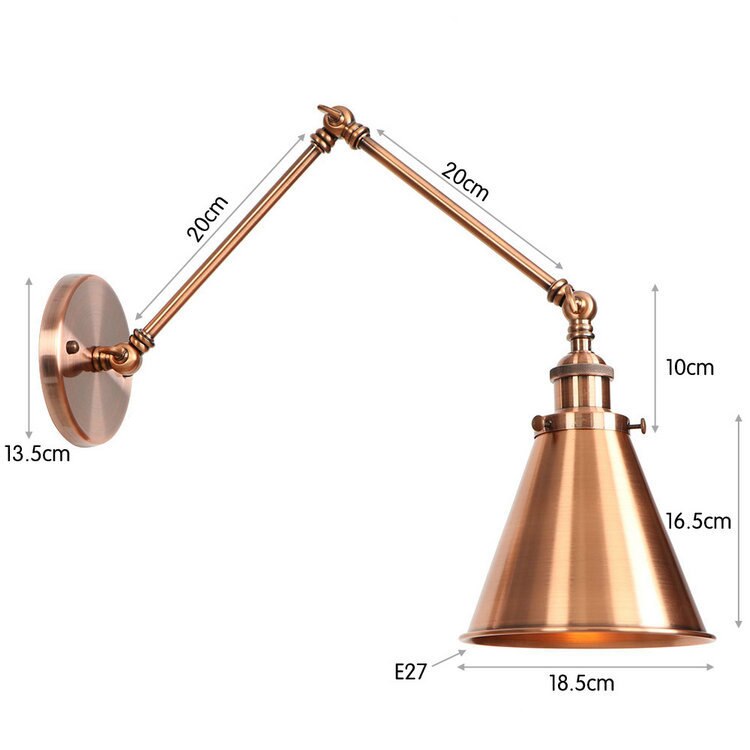 SkandiShop Adjustable Wall Lamp Sconce Iron Loft